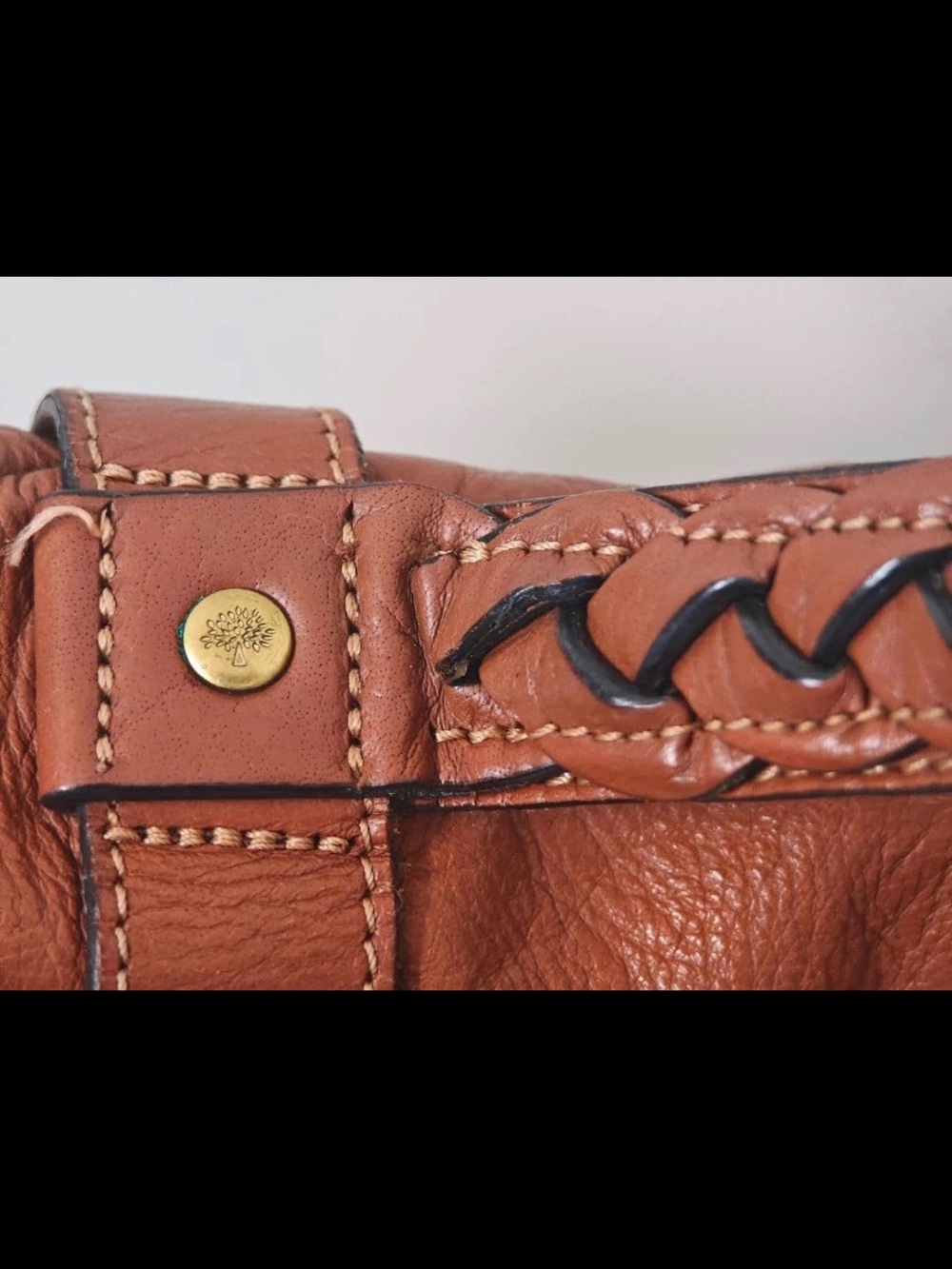 Mulberry Tan Leather Satchel with Brass Hardware - Picture 10 of 16